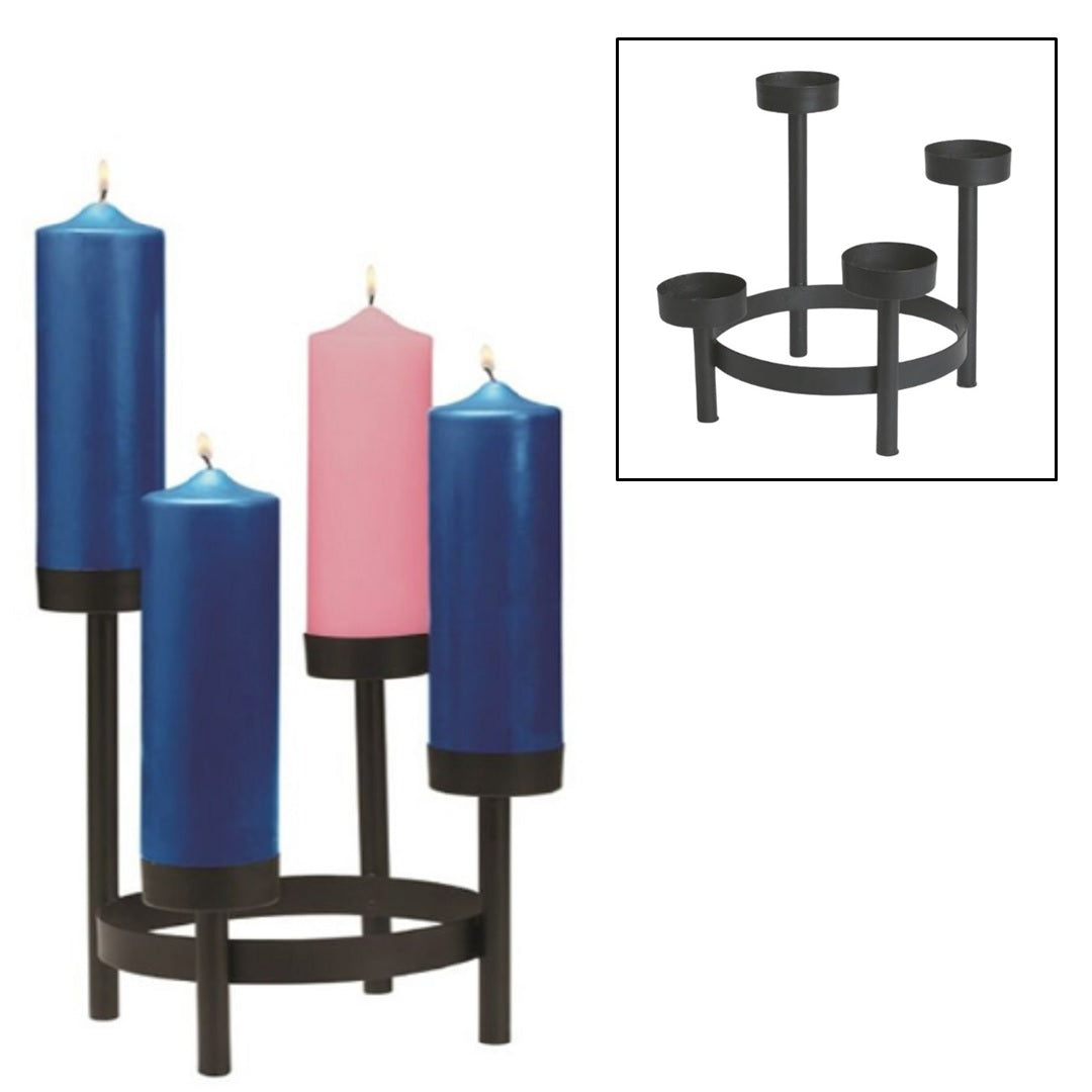 Advent Special! Tiered 11"H Advent Tabletop Wreath and 12"H Blue/Pink Advent Candle Set