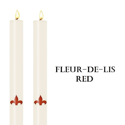 dadant-candle-fleur-de-lis-series-red-side-altar-candles-set-of-2-candles-fleur-de-lis
