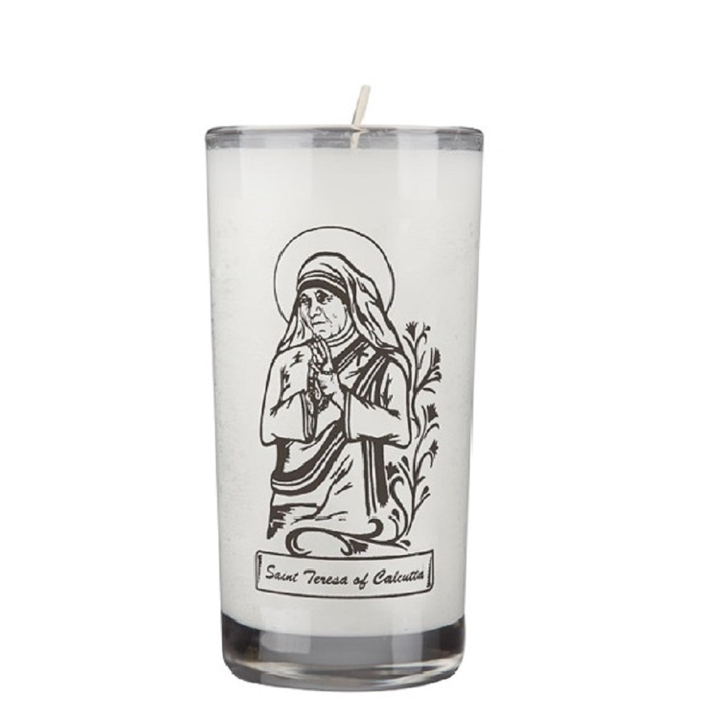dadant-candle-saint-teresa-of-calcutta-72-hour-glass-prayer-candle-case-of-12-candles-153089