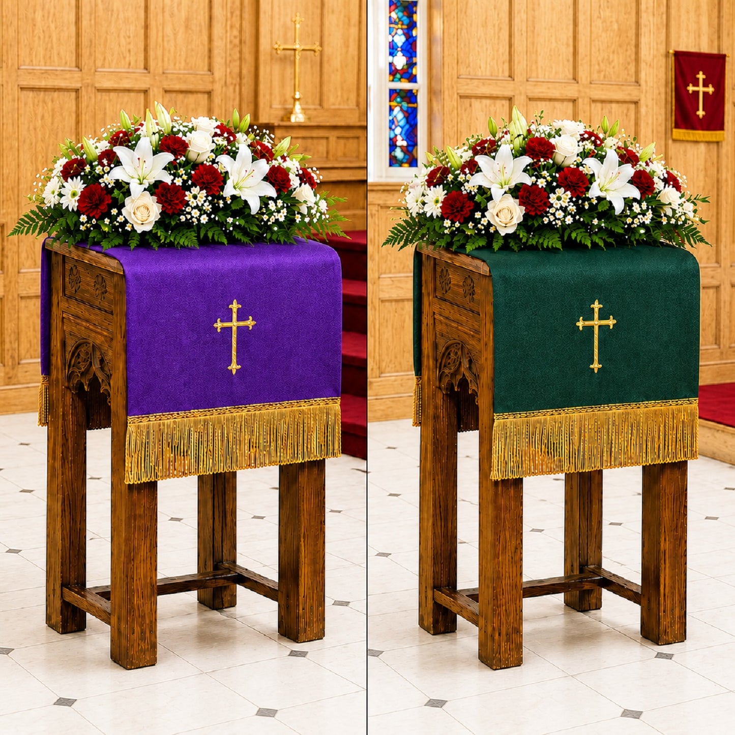 murphy-36l-reversible-purple-green-embroidered-flower-stand-cover-12687mr