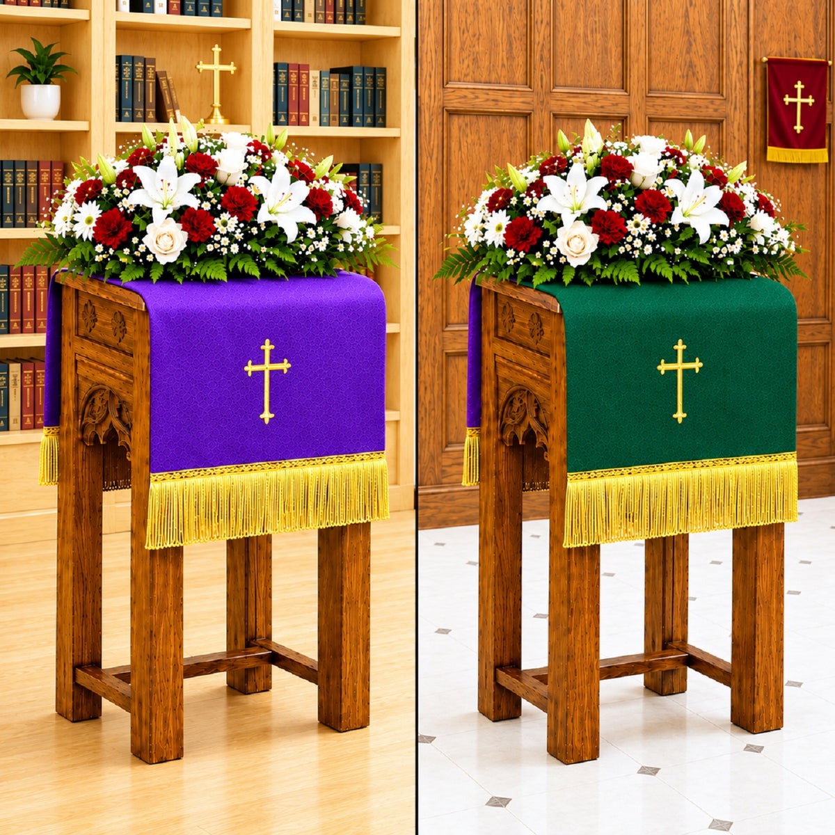 murphy-36l-reversible-purple-green-embroidered-flower-stand-cover-12687mr