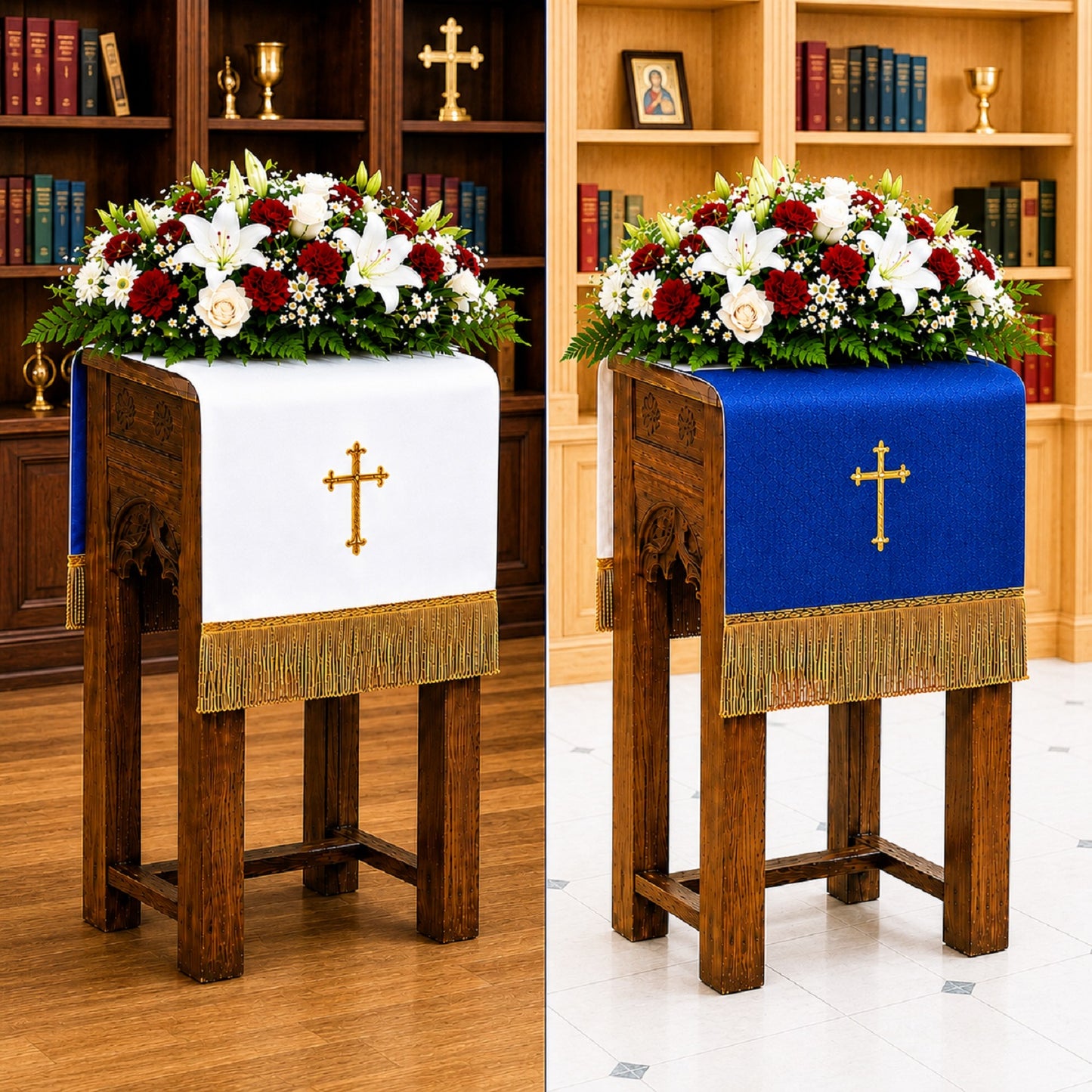 murphy-36l-reversible-white-blue-embroidered-flower-stand-cover-12057mr