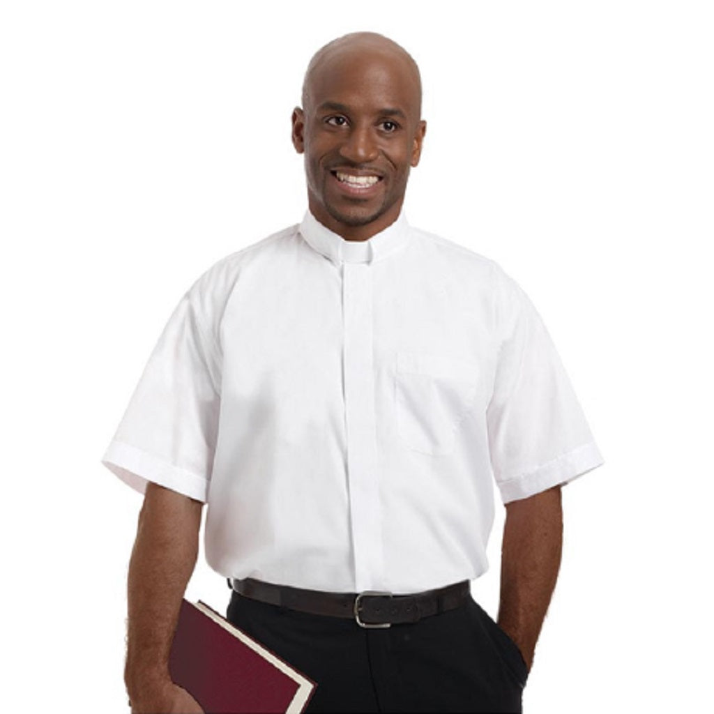 Murphy Short Sleeve, Tab Collar, White Clergy Shirt 19