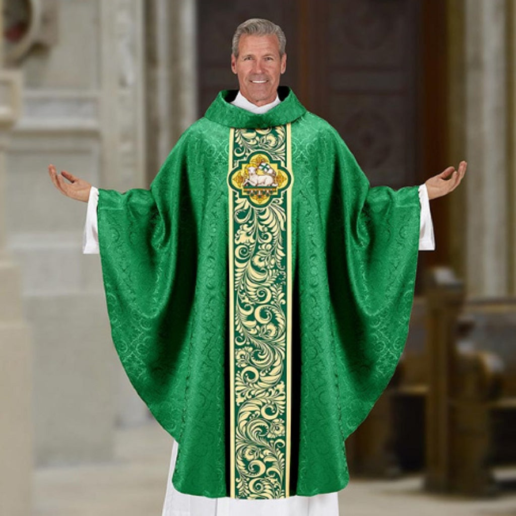r-j-toomey-agnus-dei-collection-green-gothic-style-chasuble-with-cowl-neck-and-inner-stole-f2019grn