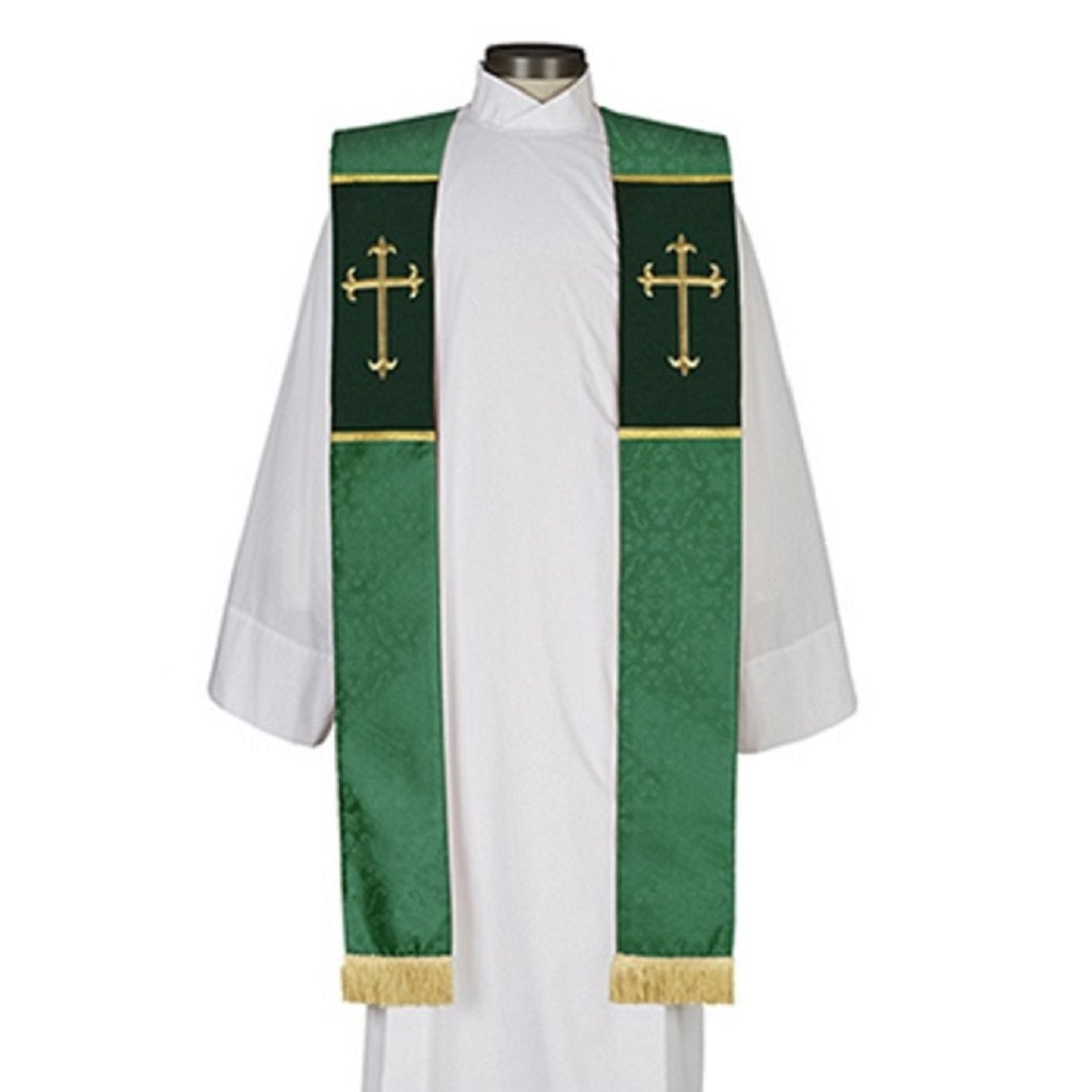 r-j-toomey-fleur-de-lis-cross-collection-green-overlay-stole-d3143grn