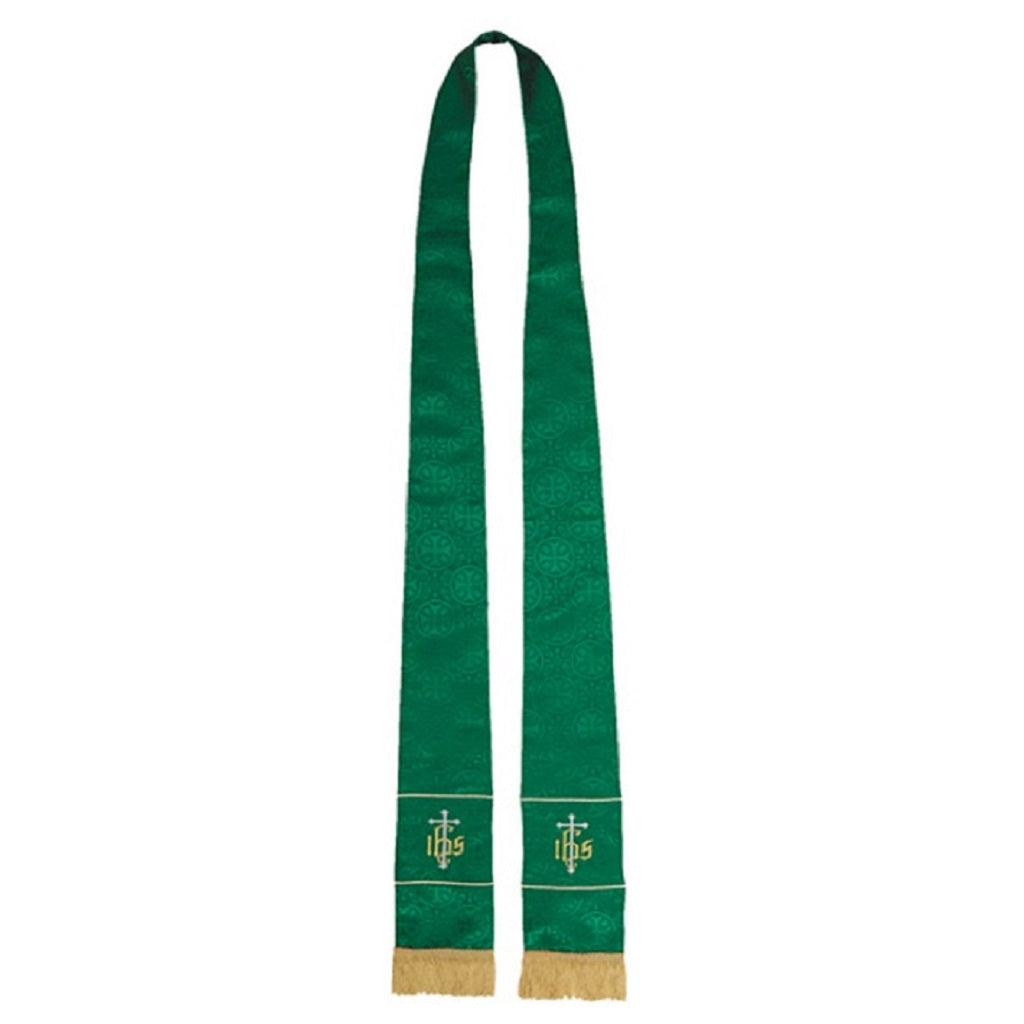 r-j-toomey-maltese-cross-green-jacquard-stole-vc731
