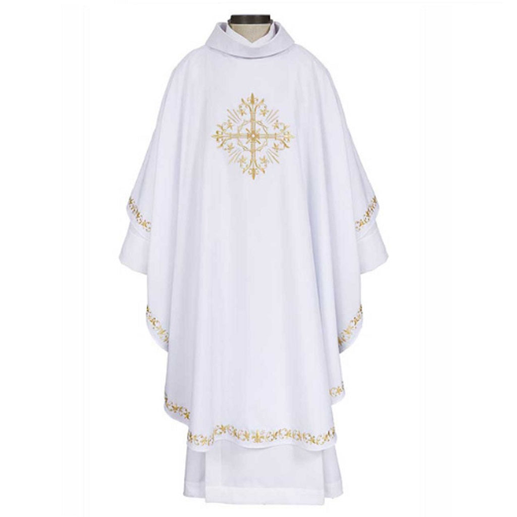 R.J. Toomey Holy Trinity Cross Collection White Chasuble with Inner Stole