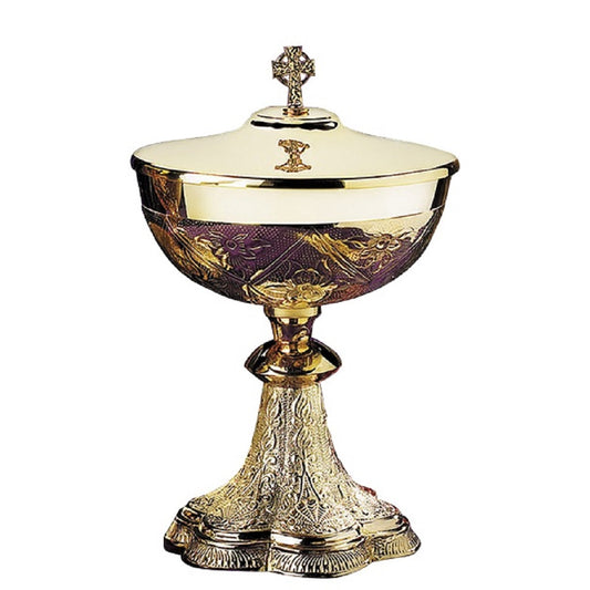 sudbury-brass-embossed-vines-ciborium-with-celtic-cross-cover-mc351