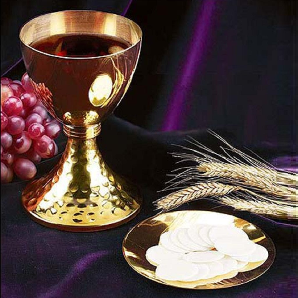 sudbury-brass-hammered-finish-chalice-and-paten-set-ec503