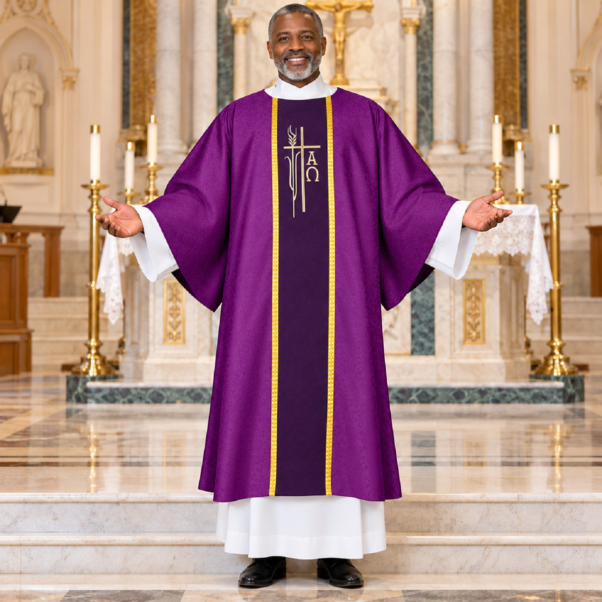 Advent Special!  R.J. Toomey Alpha Omega Jacquard Collection Dalmatic with Inner Stole