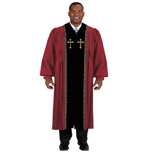 cambridge-wesley-collection-embroidered-mens-burgundy-peachskin-pulpit-robe-yc785brg