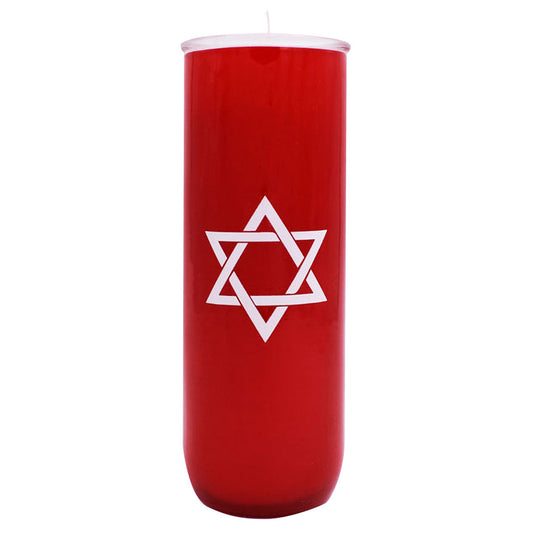 dadant-candle-star-of-david-red-6-day-open-mouth-glass-devotional-candle-case-of-12-candles-89001