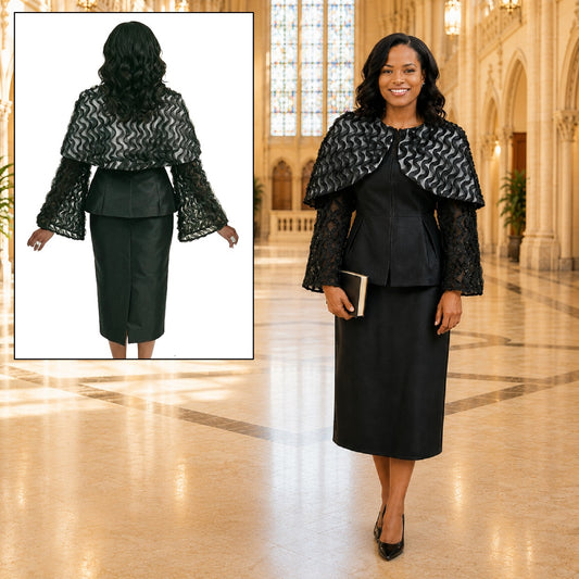 donna-vinci-black-mini-cape-peplum-jacket-skirt-ensemble-12265