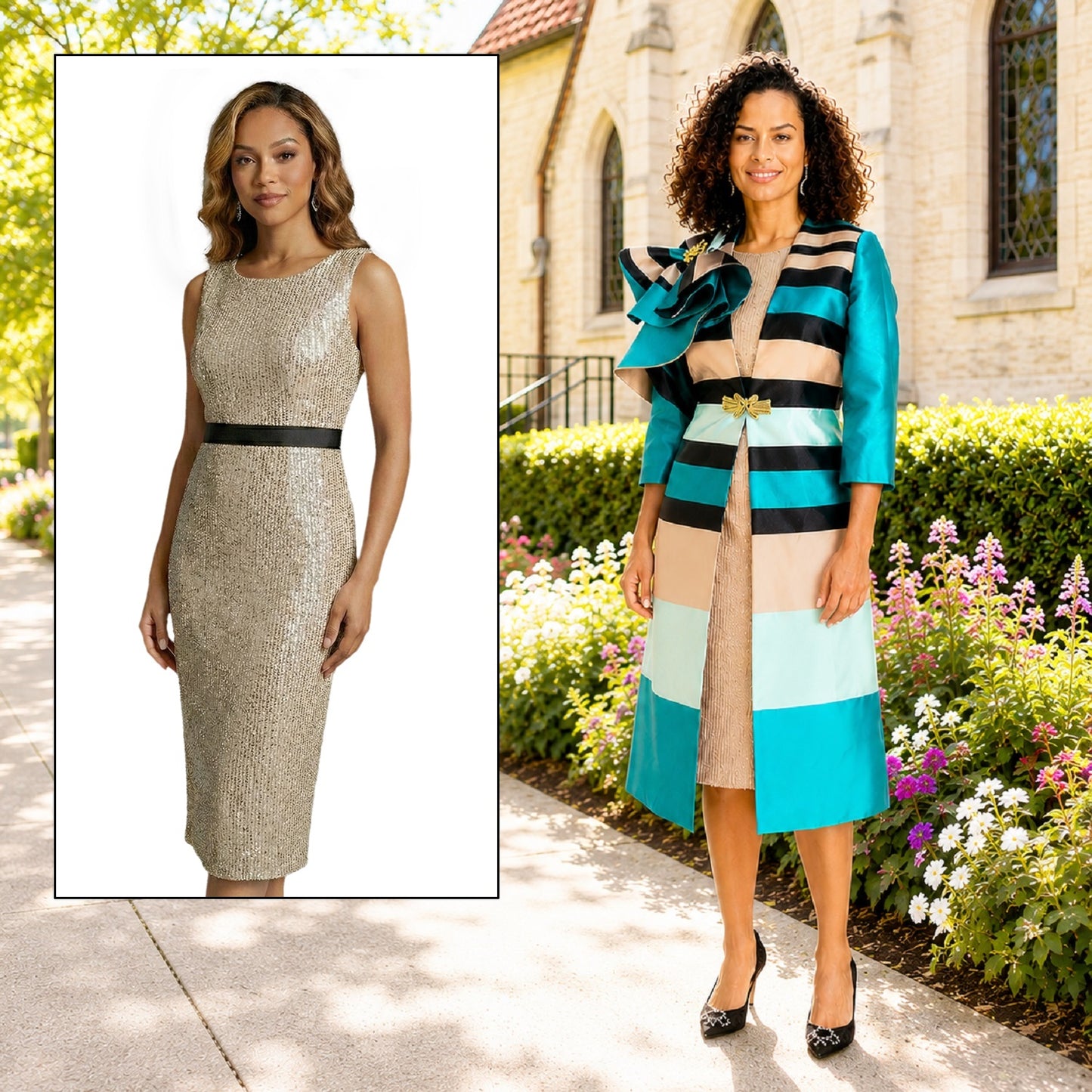donna-vinci-tan-multi-sequin-dress-duster-style-silk-jacket-ensemble-12255