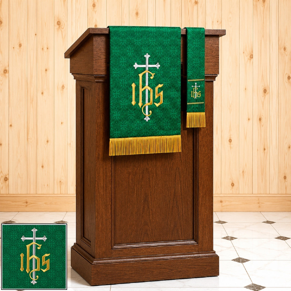 murphy-36l-green-embroidered-jacquard-pulpit-scarf-vc733