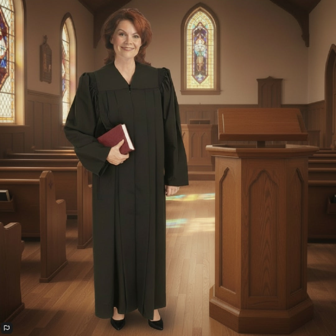 Murphy Plymouth Collection Women's Black Pulpit Robe with Straight Sle ...