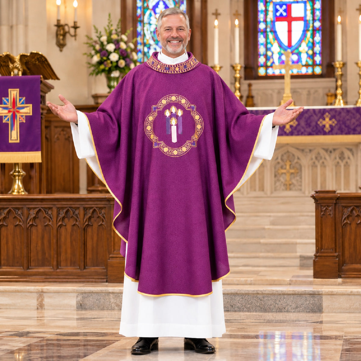 R.J. Toomey Embroidered Advent Chasuble with Inner Stole