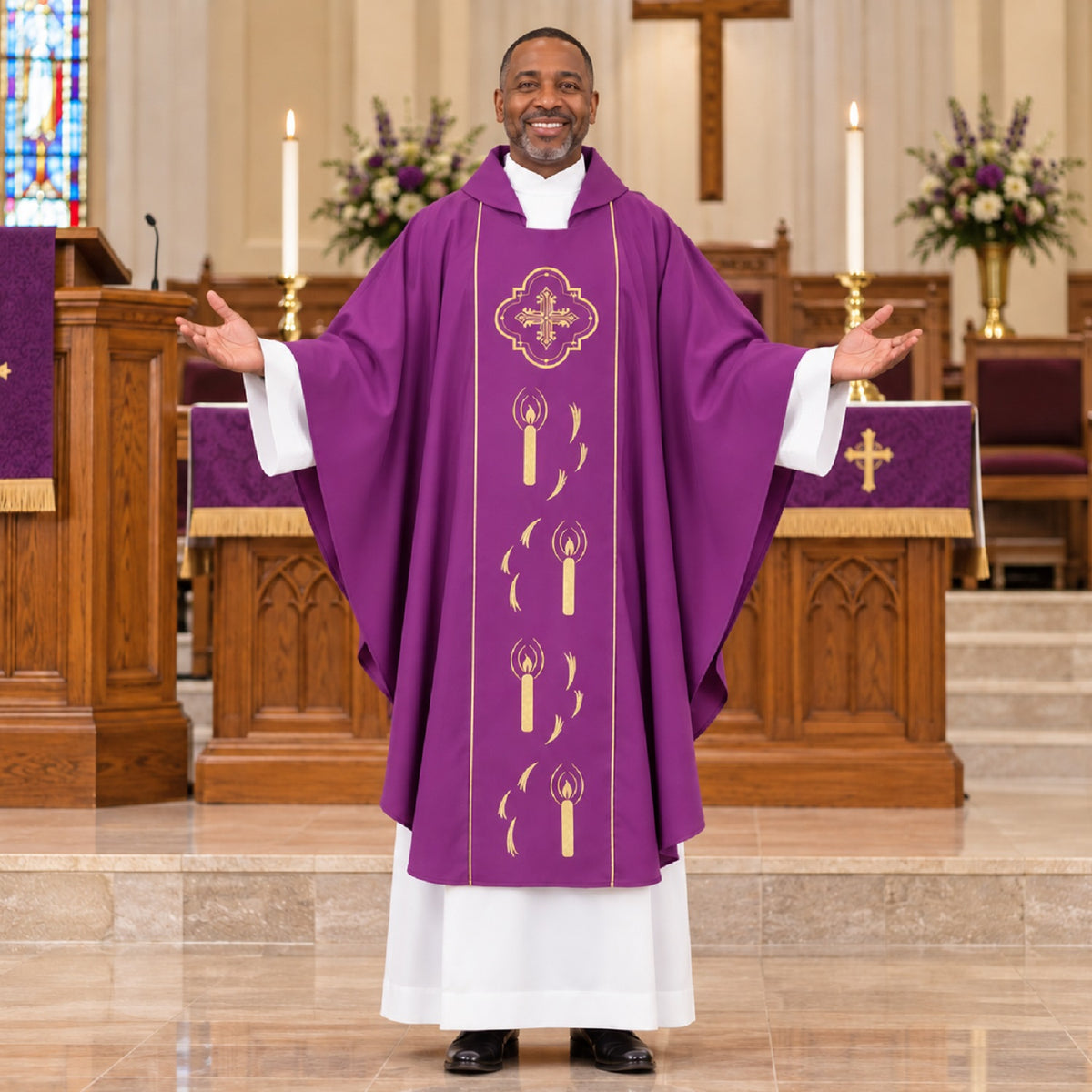 R.J. Toomey Embroidered Advent Chasuble with Inner Stole