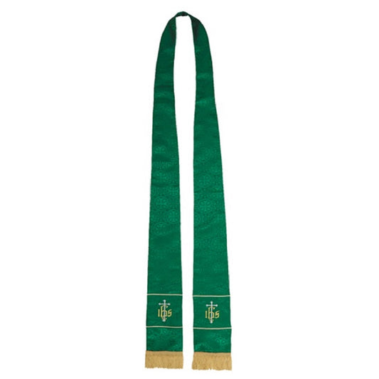 r-j-toomey-maltese-cross-green-jacquard-stole-vc731