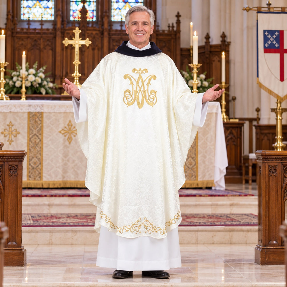 R.J. Toomey Marian Gold-Embroidered Collection Chasuble with Inner Stole