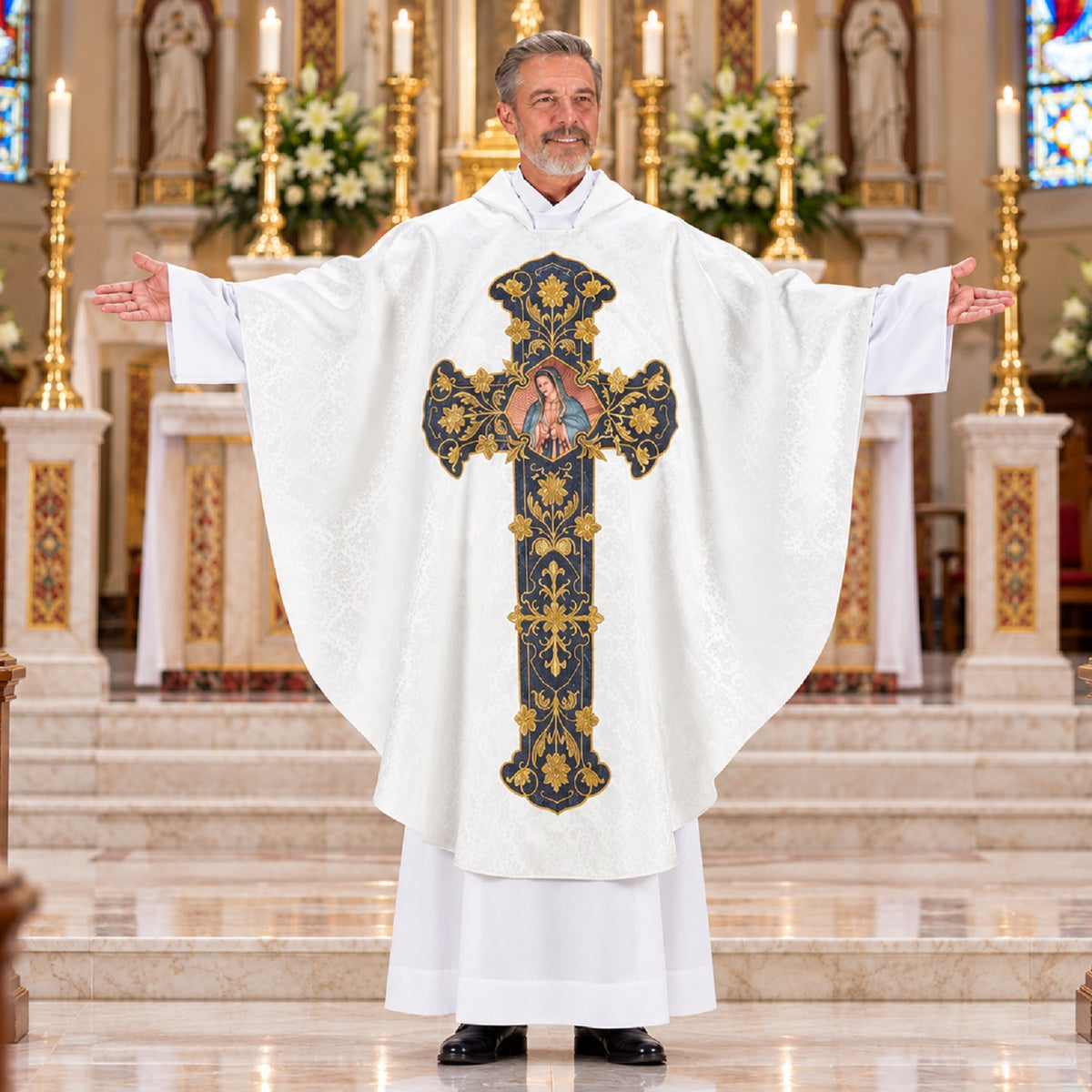 R.J. Toomey Our Lady of Guadalupe Cross Chasuble with Inner Stole