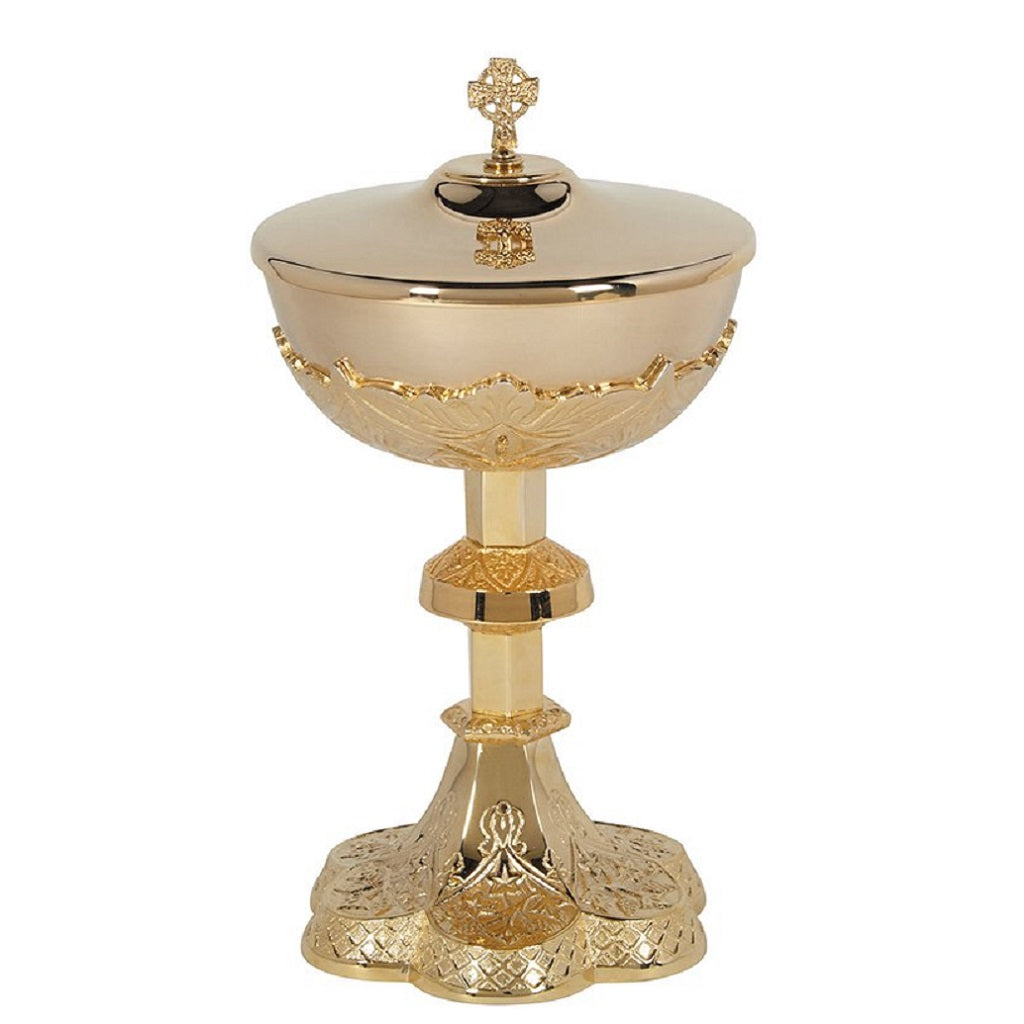 sudbury-brass-embossed-vines-ciborium-with-celtic-cross-cover-d1910