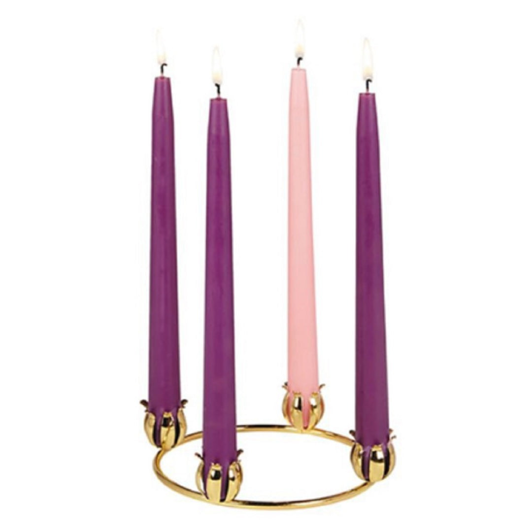 will-baumer-6d-brass-tone-advent-tabletop-wreath-b3830