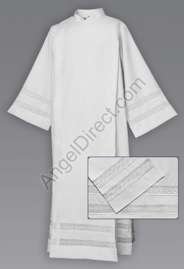 Abbey Brand 100% Polyester Front Wrap Alb With Lace
