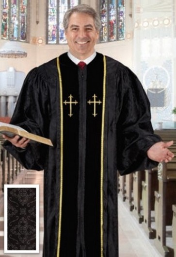 Cambridge Black Jacquard Embroidered Cross Pulpit Robe