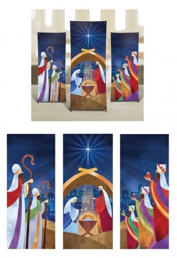 Celebration Banners "Let Us Adore Him" 23"W X 63"H Set of Three Worship Banners