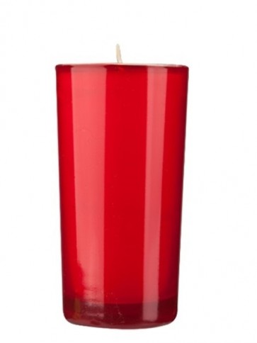 Dadant Candle 51% Beeswax Red, 72-Hour Glass Prayer Candle - Case Of 12 Candles