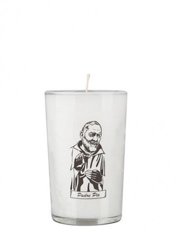 Dadant Candle Padre Pio 24-Hour Glass Prayer Candle - Case of 12 Candles