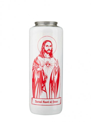 Dadant Candle Sacred Heart of Jesus 6-Day, Glass Devotional Candle - Case of 12 Candles