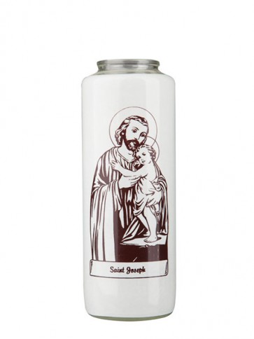 Dadant Candle Saint Joseph and Child 6-Day, Glass Devotional Candle - Case of 12 Candles