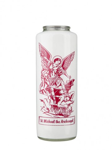 Dadant Candle Saint Michael the Archangel 6-Day, Glass Devotional Candle - Case of 12 Candles