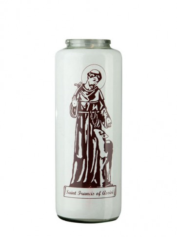 Dadant Candle Saint Francis of Assisi 6-Day, Glass Devotional Candle - Case of 12 Candles
