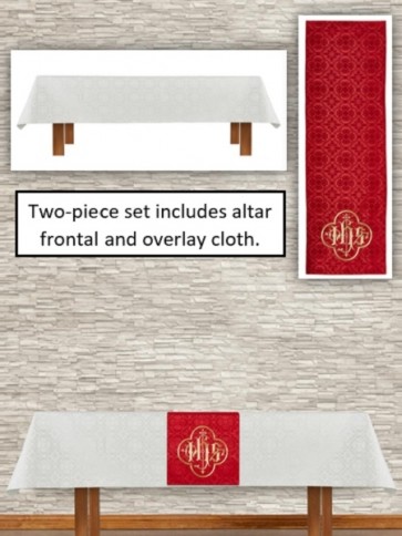 R.J. Toomey Avignon Collection Ivory/Red Altar Frontal and Overlay Cloth Set