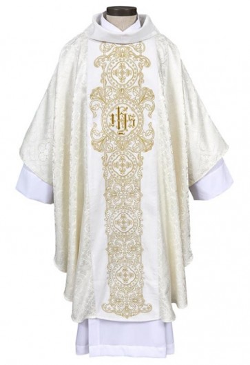 R.J. Toomey Saint Mark Collection Ivory Gothic-Style Chasuble with Inner Stole