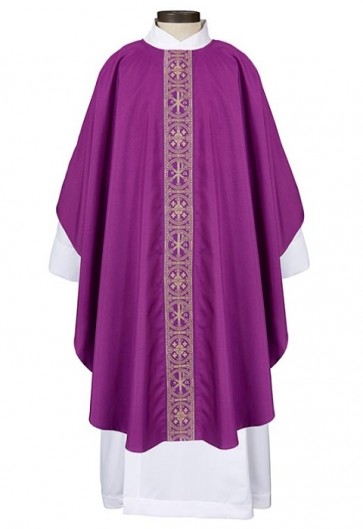 R.J. Toomey San Damiano Collection Purple Chasuble with Round Neck and Inner Stole
