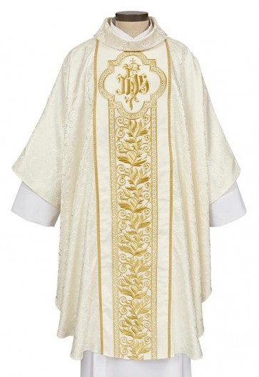 R.J. Toomey San Marino Collection Ivory Gothic-Style Chasuble with Cowl Neck and Inner Stole
