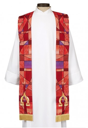 R.J. Toomey Stained Glass Collection Red Overlay Stole