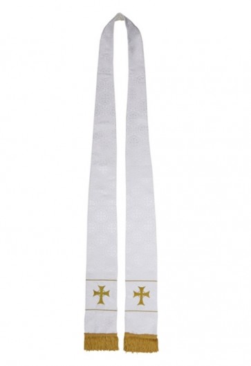 R.J. Toomey Maltese Cross White Jacquard Stole