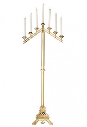 Sudbury Brass Versailles Series 60"H Seven-Light Adjustable Floor Candelabra