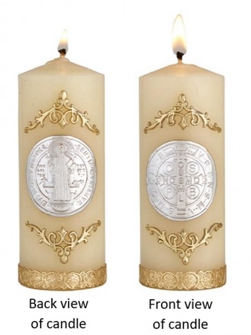 Will & Baumer Saint Benedict Wax Devotional Candle - Set of Two Candles
