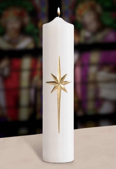 Bright Morning Star Conical Christ Candle 3 Dia x 14 H Original Damask Box