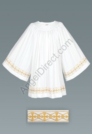 Abbey Brand 3/4 Sleeve, Gold-Banded Server Surplice