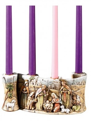 Avalon Gallery 3-1/2"H Nativity Scroll Advent Candleholder