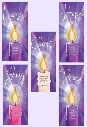 Celebration Banners Advent Candle Series 23"W X 63"H Set of Five Worship Banners