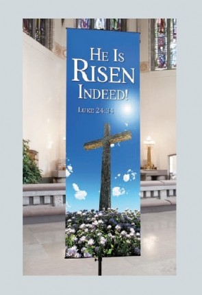 Celebration Banners New Life Series "He Is Risen" 2'W X 6'H Worship Banner
