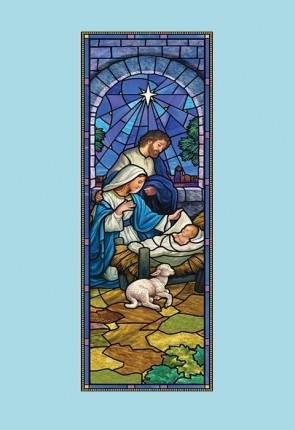 Celebration Banners Stained Glass Series "Nativity" 2'W X 6'H Worship Banner